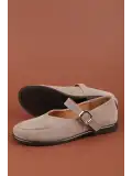 Gondol Kadın Hakiki Deri Baretli Babet hl.33301 Vizon Süet
