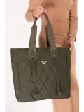 Gondol Kadın Büyük Kapitone Kumaş Çantası ald.2287 Haki