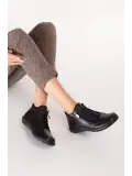 Gondol Kadın Hakiki Deri Fermuarlı Casual Yarım Bot usl.3200 Siyah