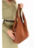 Gondol Kadın Günlük El Omuz Çanta ald.80760 Taba Süet