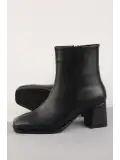 Gondol Kadın Hakiki Deri Orta Boy Topuklu Ofis Botu şhn.1240 Siyah Cilt