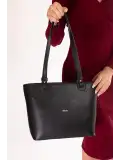 Gondol Kadın Günlük Orta Boy El ve Omuz Çantası ald.4559 Siyah Flötr