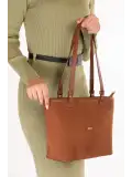 Gondol Kadın Günlük Orta Boy El ve Omuz Çantası ald.4559 Taba