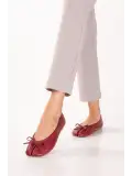 Gondol Kadın Hakiki Deri Fiyonklu Parmak Arası Babet ch.123 Bordo