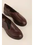Hakiki Deri Kadın Anatomik Rahat Hafif Günlük Ayakkabı elnr.7052 Kahverengi