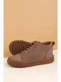 Gondol Kadın Hakiki Deri Fermuarlı Casual Yarım Bot usl.2383 Vizon Nubuk