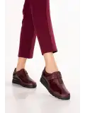 Hakiki Deri Kadın Anatomik Rahat Hafif Günlük Ayakkabı ndr.27011 Bordo Croco