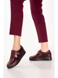 Hakiki Deri Kadın Anatomik Rahat Hafif Günlük Ayakkabı ndr.27011 Bordo Croco
