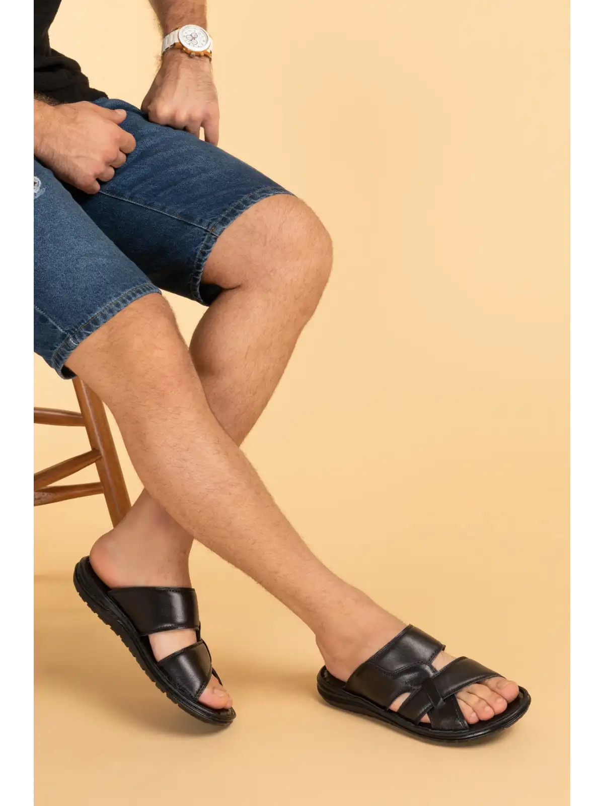 Gondol Erkek Hakiki Deri Comfort Günlük Terlik kml.105 Siyah