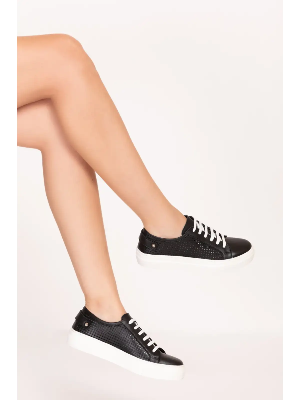 Gondol Kadın Iç Dış Hakiki Deri Günlük Sneaker als.369 Siyah
