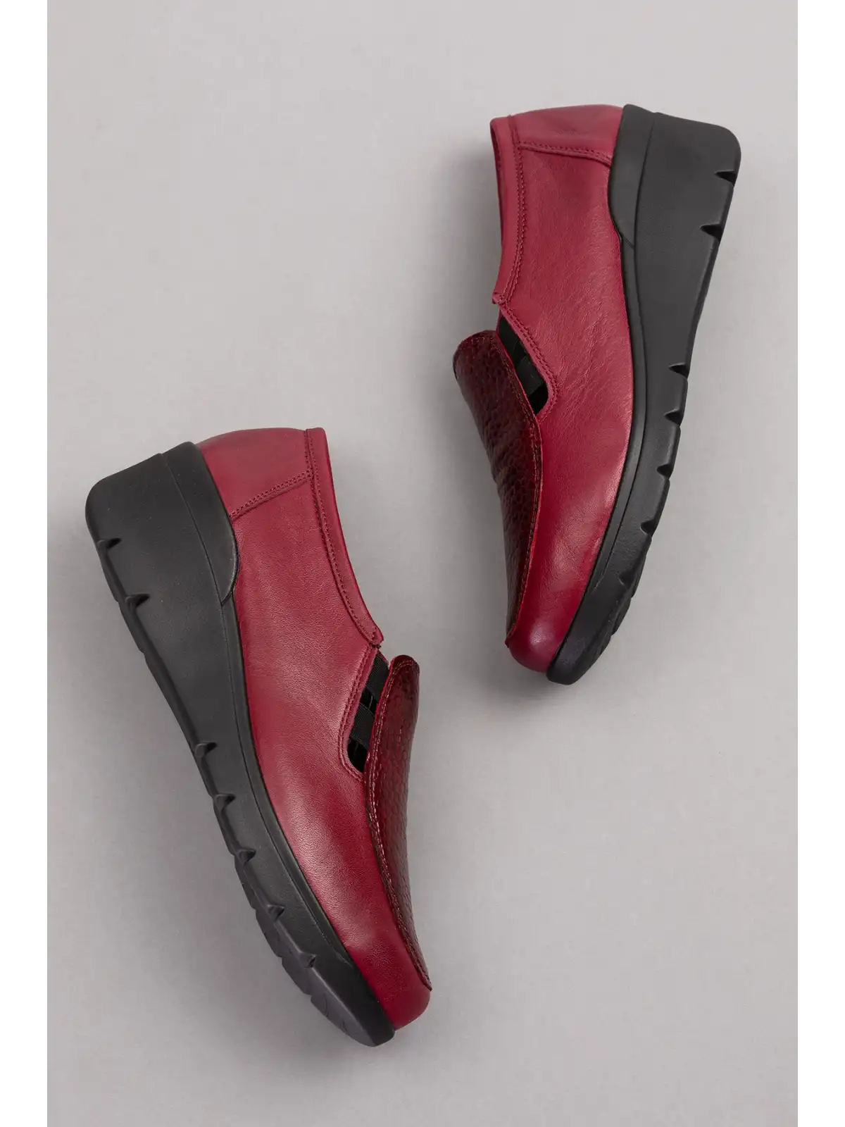 Gondol Hakiki Deri Dolgu Taban Rahat Günlük Ayakkabı esfa.4002 Bordo Croco