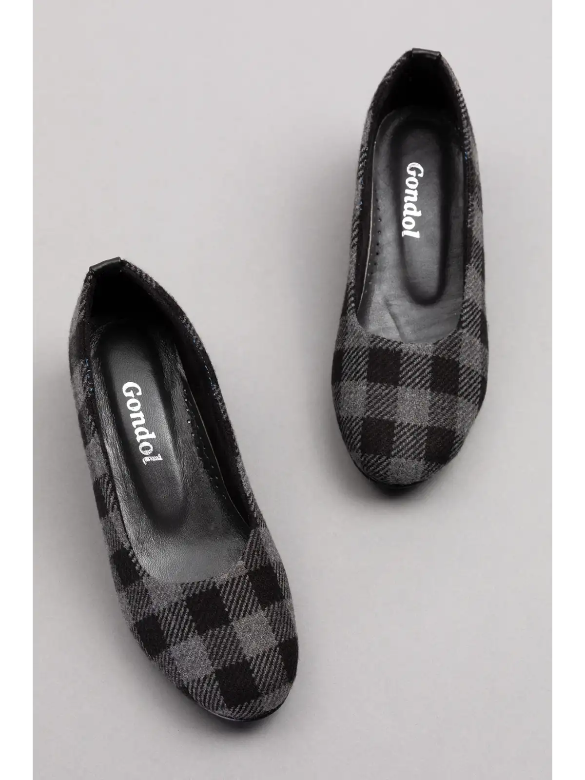 Gondol İçi Deri Ekose Desenli Ev Ayakkabısı mik.590 Siyah