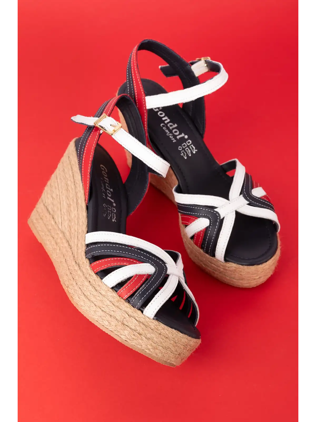 Gondol Kadın Hakiki Deri Dolgu Topuk Platform Sandalet ell.4389 Tommy