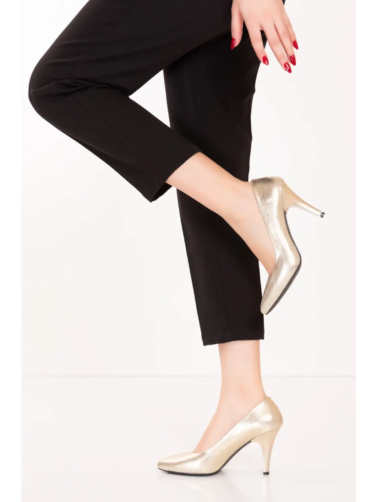 Gondol Hakiki Deri Stiletto-vdt.25 Dore