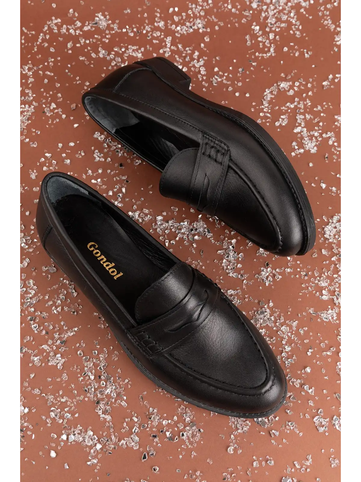 Gondol Hakiki Deri Kadın Klasik Loafer md.236 Siyah