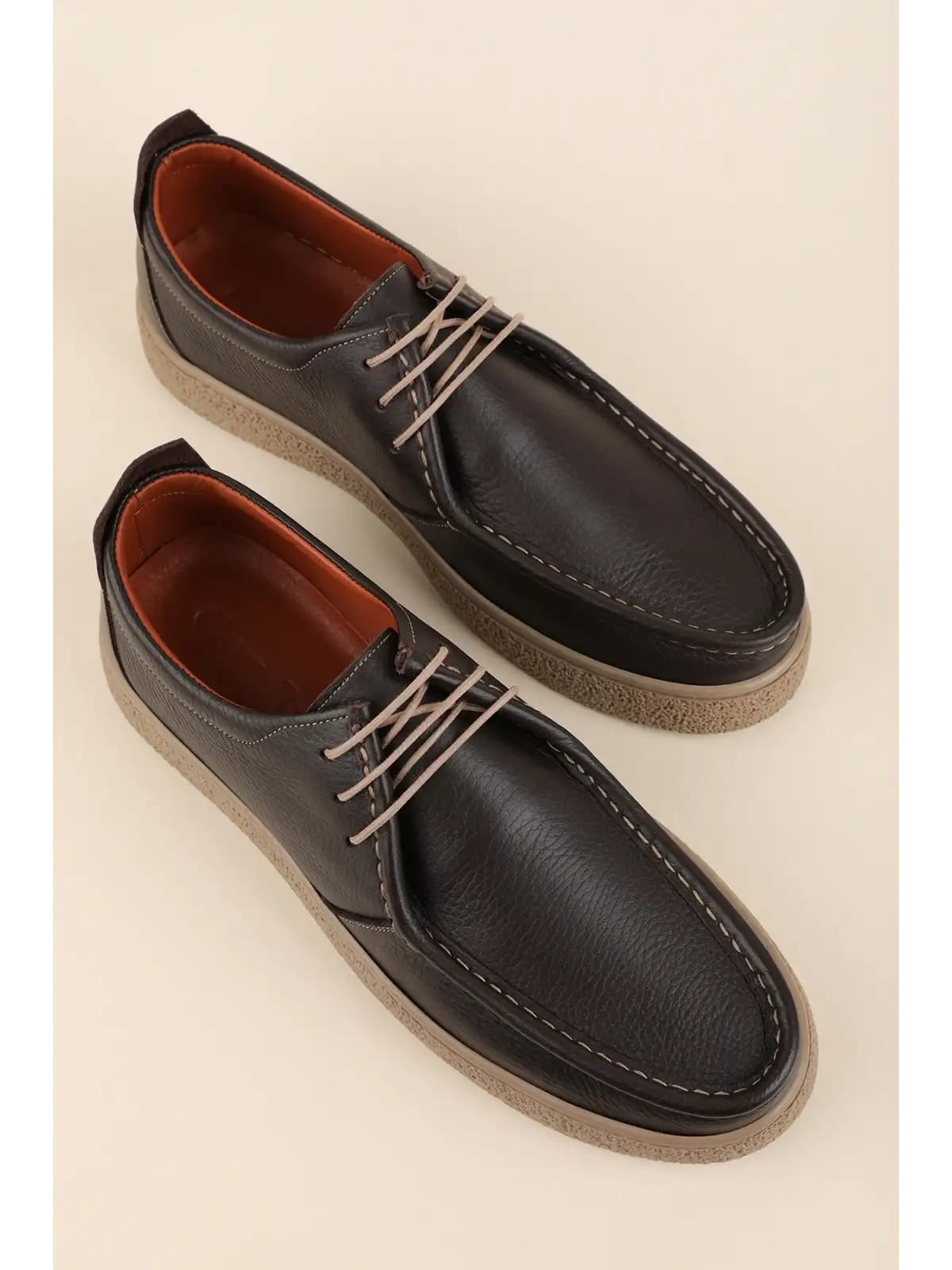 Gondol Erkek Hakiki Deri Casual Derby Ayakkabı (Moc-Toe) cz.102 Kahverengi