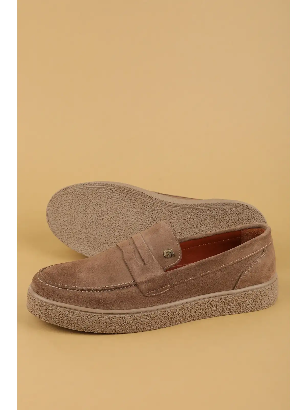 Gondol Erkek Hakiki Deri Casual Flötr Ayakkabı (Moc-Toe) cz.464 Kum