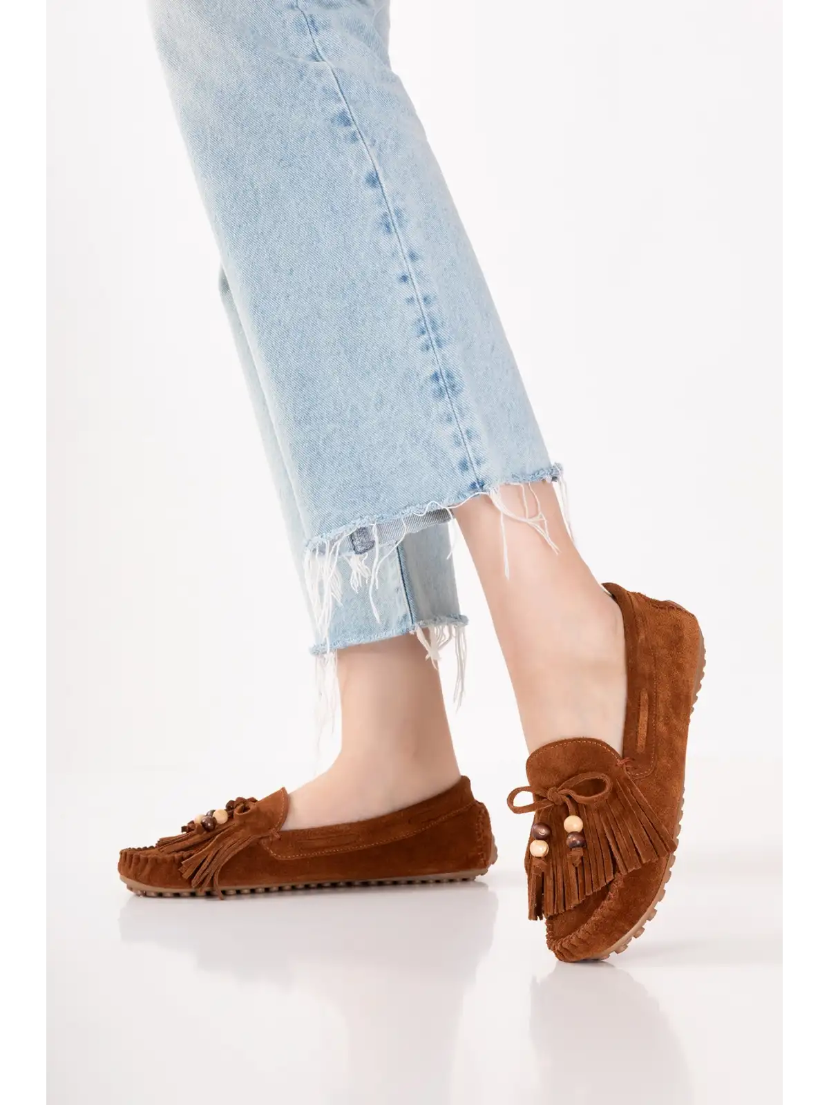 Gondol Hakiki Deri Süet Esnek Hafif Çorap gib Rahat Loafer sw.780 Taba Süet