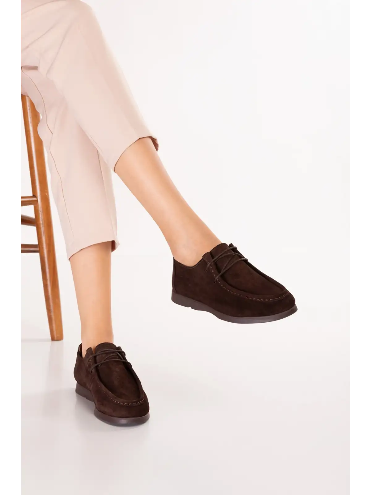 Gondol Kadın Hakiki Deri Moccasin Golf Model Kadın Ayakkabı hl.33401 Kahve Süet