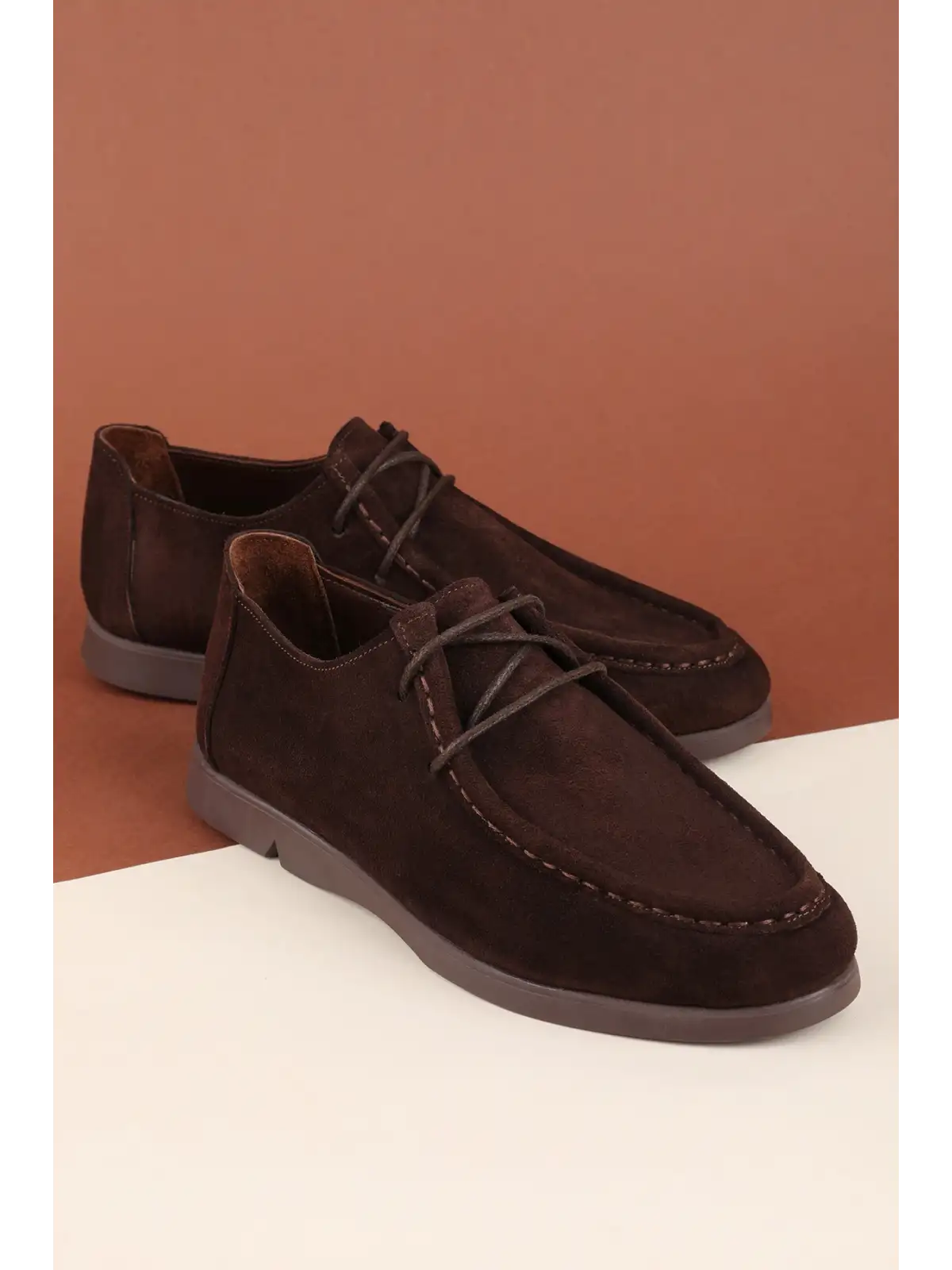 Gondol Kadın Hakiki Deri Moccasin Golf Model Kadın Ayakkabı hl.33401 Kahve Süet