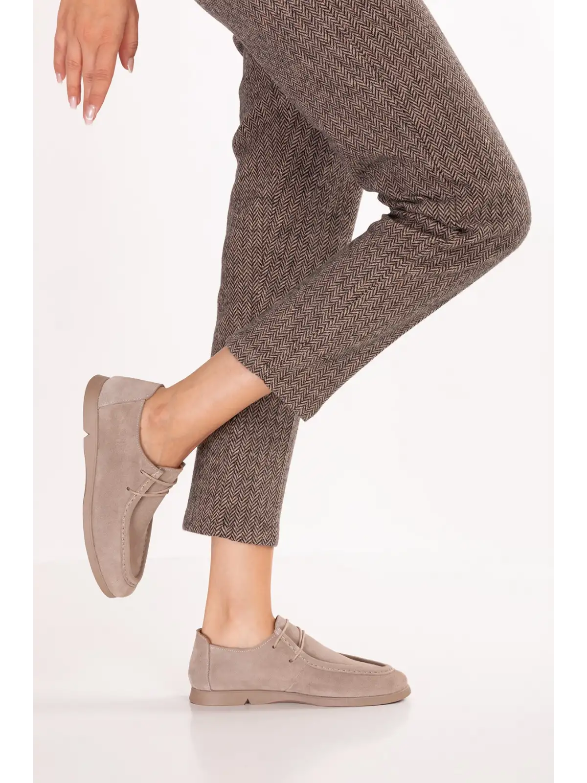 Gondol Kadın Hakiki Deri Moccasin Golf Model Kadın Ayakkabı hl.33401 Vizon Süet