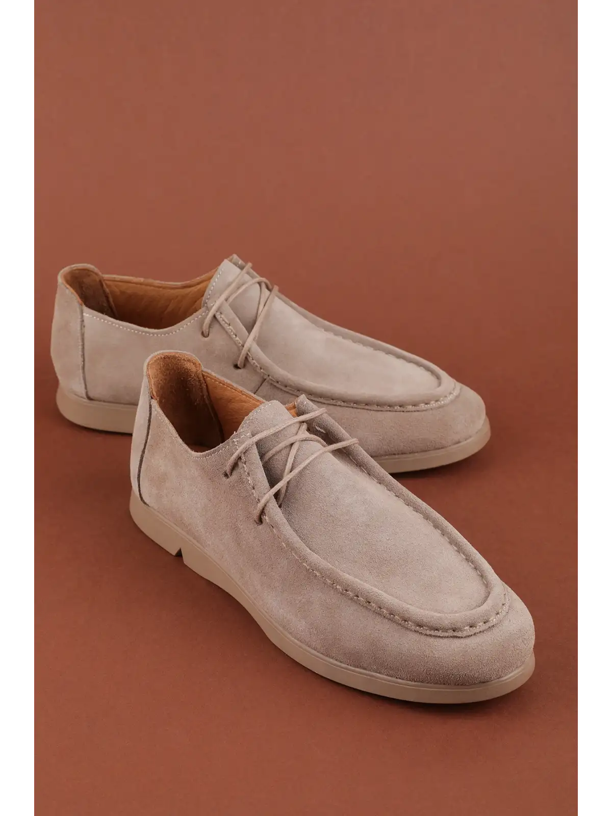 Gondol Kadın Hakiki Deri Moccasin Golf Model Kadın Ayakkabı hl.33401 Vizon Süet