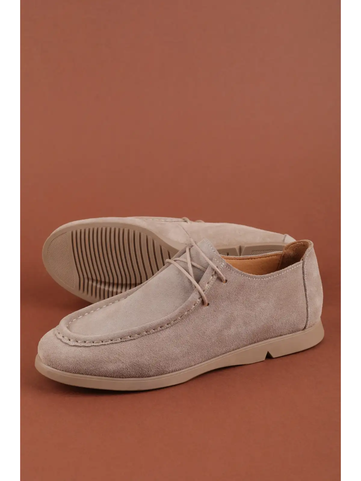 Gondol Kadın Hakiki Deri Moccasin Golf Model Kadın Ayakkabı hl.33401 Vizon Süet