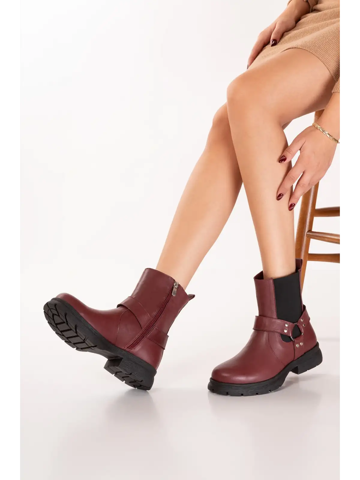 Gondol Hakiki Deri Hafif Light Taban Günlük Rahat Bot anl.2798 Bordo