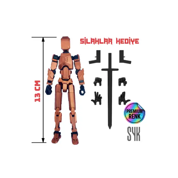 Robot 13 Dummy Bakır Siyah Tüm Eklemleri Hareketli Aksiyon Figürü Oyuncak