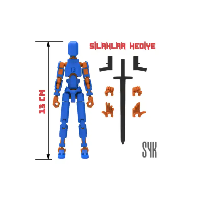 Robot 13 Dummy Mavi Turuncu Tüm Eklemleri Hareketli Aksiyon Figürü Oyuncak