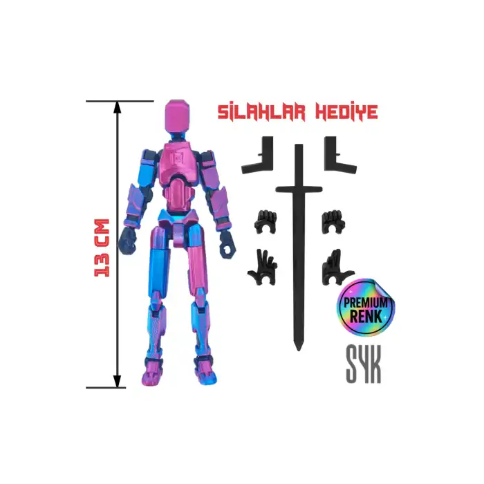 Robot 13 Dummy Premium Çift Renk Mavi Mor  Tüm Eklemleri Hareketli Aksiyon Figürü Oyuncak