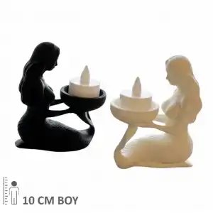 Modern Deniz Kızı Tasarım Mumluk Seti - 2li