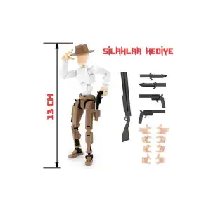 Kovboy 13 Dummy Kahverengi Tüm Eklemleri Hareketli Aksiyon Figürü Oyuncak