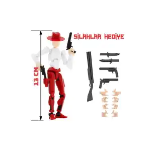 Kovboy 13 Dummy Kırmızı Tüm Eklemleri Hareketli Aksiyon Figürü Oyuncak