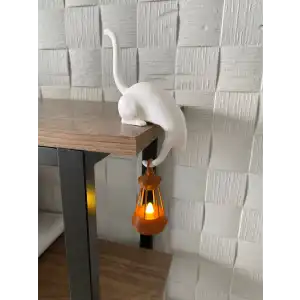 Kedi Tasarımlı Dekoratif Led Mumluk