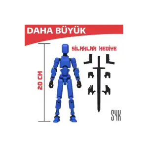 (BÜYÜK) Robot 20 Dummy Mavi Siyah Tüm Eklemleri Hareketli Aksiyon Figürü Oyuncak