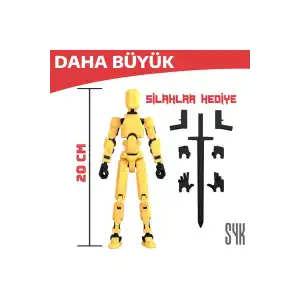 (BÜYÜK) Robot 20 Dummy Sarı Siyah Tüm Eklemleri Hareketli Aksiyon Figürü Oyuncak