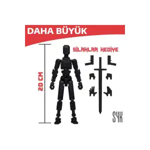 (BÜYÜK) Robot 20 Dummy Siyah Siyah Tüm Eklemleri Hareketli Aksiyon Figürü Oyuncak
