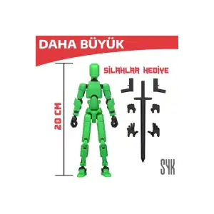 (BÜYÜK) Robot 20 Dummy Yeşil Siyah Tüm Eklemleri Hareketli Aksiyon Figürü Oyuncak