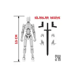 Robot 13 Dummy Beyaz Beyaz Tüm Eklemleri Hareketli Aksiyon Figürü Oyuncak