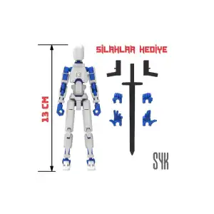 Robot 13 Dummy Beyaz Mavi Tüm Eklemleri Hareketli Aksiyon Figürü Oyuncak