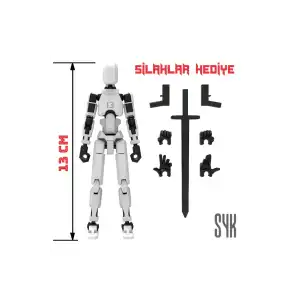 Robot 13 Dummy Beyaz Siyah Tüm Eklemleri Hareketli Aksiyon Figürü Oyuncak