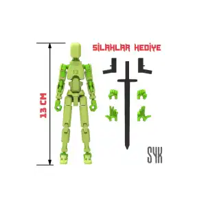 Robot 13 Dummy Fıstık Yeşil Yeşil Tüm Eklemleri Hareketli Aksiyon Figürü Oyuncak