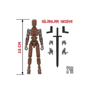 Robot 13 Dummy Kahverengi Gri Tüm Eklemleri Hareketli Aksiyon Figürü Oyuncak