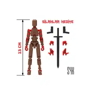 Robot 13 Dummy Kahverengi Kırmızı Tüm Eklemleri Hareketli Aksiyon Figürü Oyuncak