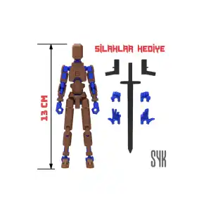 Robot 13 Dummy Kahverengi Mavi Tüm Eklemleri Hareketli Aksiyon Figürü Oyuncak