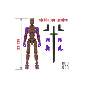 Robot 13 Dummy Kahverengi Mor Tüm Eklemleri Hareketli Aksiyon Figürü Oyuncak