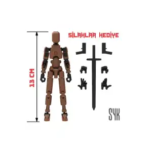 Robot 13 Dummy Kahverengi Siyah Tüm Eklemleri Hareketli Aksiyon Figürü Oyuncak