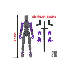 Robot 13 Dummy Koyu Gri Mor Tüm Eklemleri Hareketli Aksiyon Figürü Oyuncak