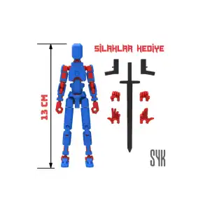 Robot 13 Dummy Mavi Kırmızı Tüm Eklemleri Hareketli Aksiyon Figürü Oyuncak